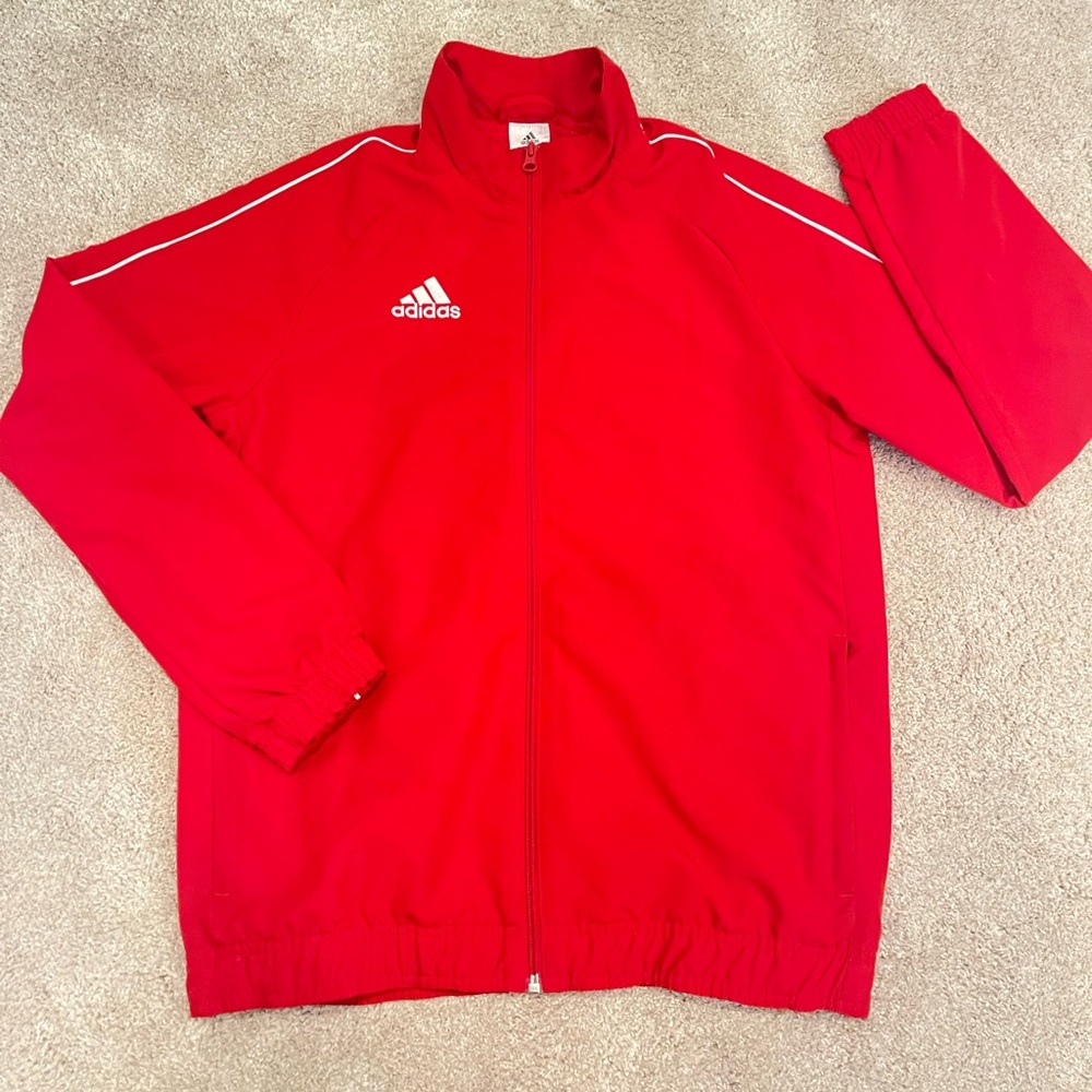 Adidas Youth Large Brand New zip up Soccer Jacket in red -Core 18